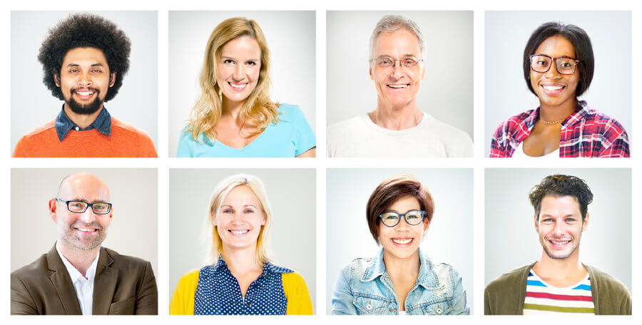 Portraits of Multiethnic Diverse Colorful People